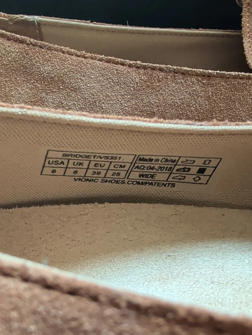 Vionic Bridget Tan Suede Leather Slip On Classic Comfort Flats Loafers Size 8W